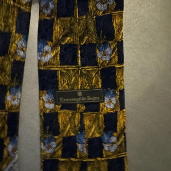 Ermenegildo Zegna Neck Tie 56” Geometrical Mens Floral - Picture 2 of 4